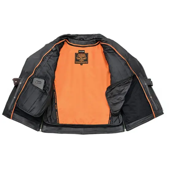 MILWAUKEE LEATHER - Chaqueta de Cuero Negra con Cierre Cruzado - Imagen 4