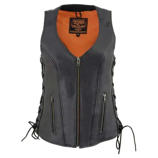 MILWAUKEE LEATHER - Vest de Cuero Mujer Negro Gastado - Imagen 1
