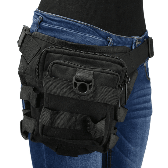 MILWAUKEE LEATHER - Bolso de Tela Negro Muslera - Imagen 1