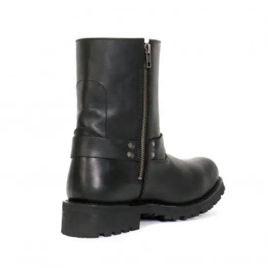 HOT LEATHERS - Bota de Cuero Negra Con Caña Corta - Imagen 9