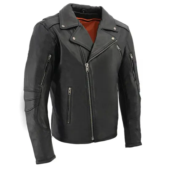 MILWAUKEE LEATHER - Chaqueta de Cuero Negra con Cierre Cruzado - Imagen 1