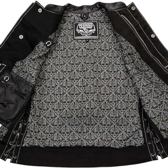 MILWAUKEE LEATHER - Denin Vest con Calaveras Negro - Imagen 6