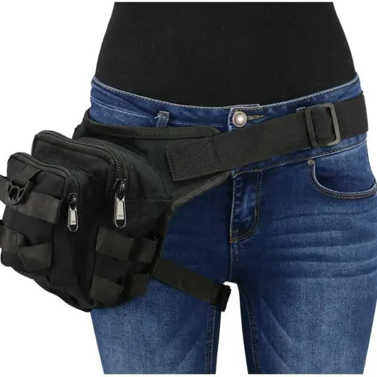 MILWAUKEE LEATHER - Bolso de Tela Negro Muslera - Imagen 2