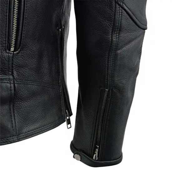 MILWAUKEE LEATHER - Chaqueta de Cuero Negra con Cierre Cruzado - Imagen 8