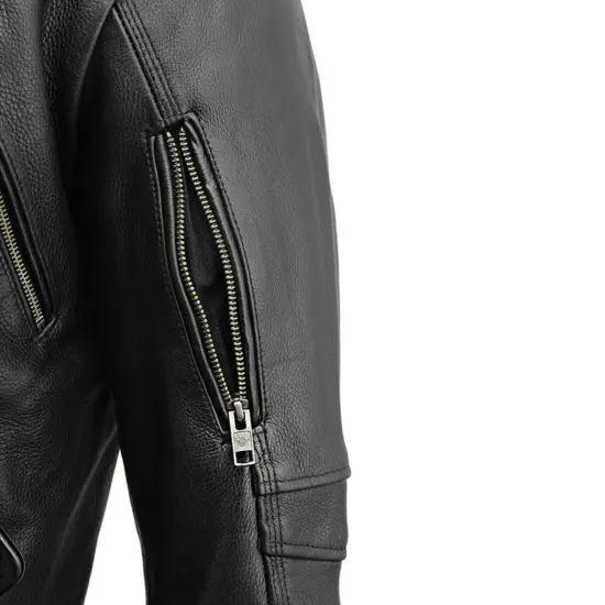 MILWAUKEE LEATHER - Chaqueta de Cuero Negra con Cierre Cruzado - Imagen 6