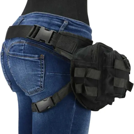 MILWAUKEE LEATHER - Bolso de Tela Negro Muslera - Imagen 4