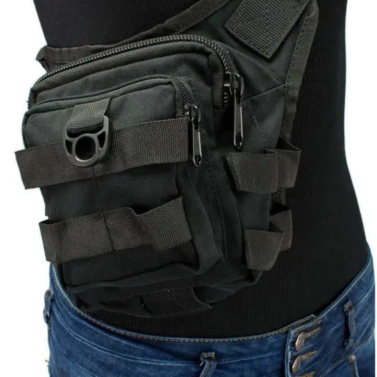 MILWAUKEE LEATHER - Bolso de Tela Negro Muslera - Imagen 5