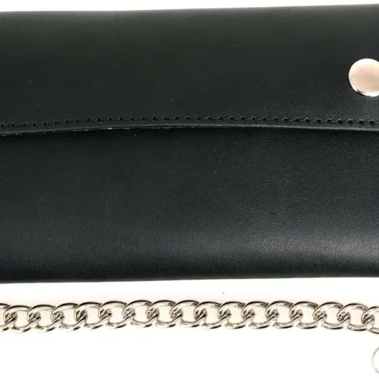 MILWAUKEE LEATHER - Billetera de Cuero Negra Larga con Cadena - Imagen 3