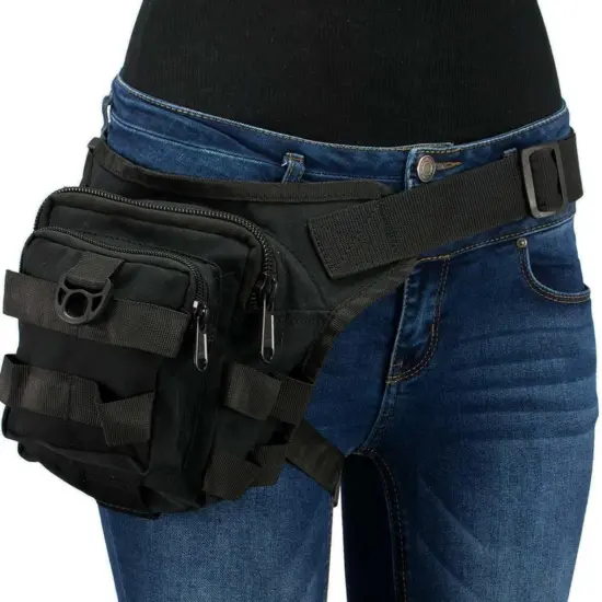 MILWAUKEE LEATHER - Bolso de Tela Negro Muslera - Imagen 3