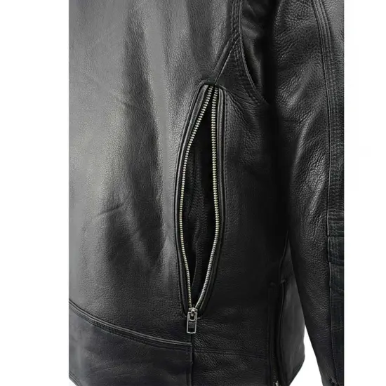 MILWAUKEE LEATHER - Chaqueta de Cuero Negra con Cierre Cruzado - Imagen 5