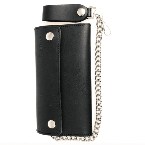 MILWAUKEE LEATHER - Billetera de Cuero Negra Larga con Cadena - Imagen 1