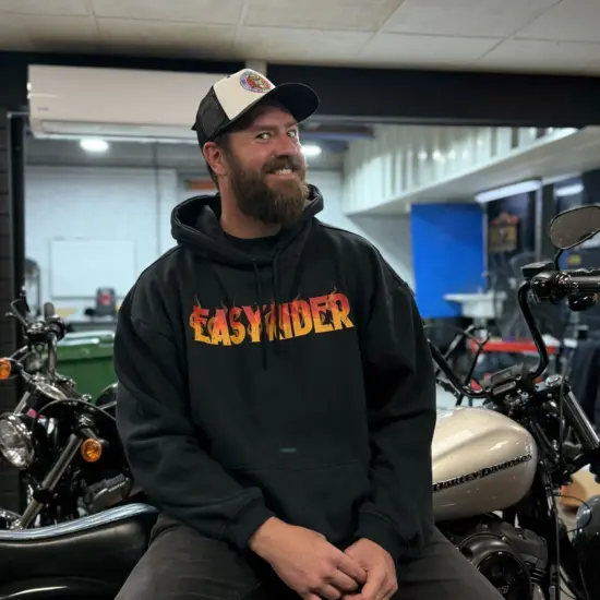 EASY RIDER MOTORSHOP - Polerón Flama Negro - Imagen 2