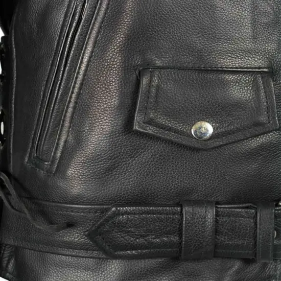MILWAUKEE LEATHER – Chaqueta de Cuero Vintage Mujer con Cordones (LKL2700) - Imagen 10