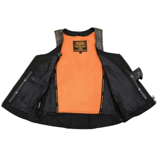 MILWAUKEE LEATHER – Vest de Cuero Vintage Mujer Café Desgastado - Imagen 4