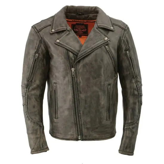 MILWAUKEE LEATHER - Chaqueta de Cuero Negro Gastado Larga - Imagen 1