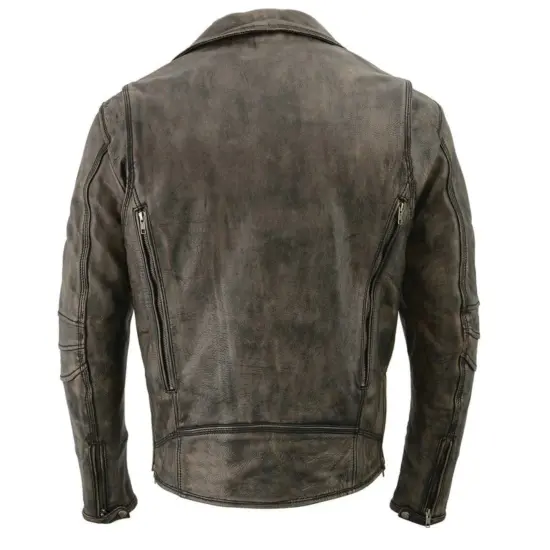 MILWAUKEE LEATHER - Chaqueta de Cuero Negro Gastado Larga - Imagen 4
