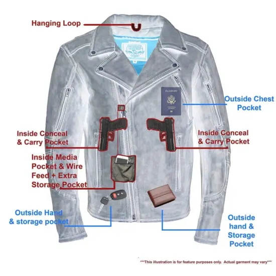 MILWAUKEE LEATHER - Chaqueta de Cuero Negro Gastado Larga - Imagen 9