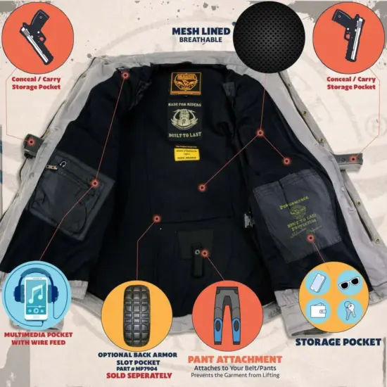 MILWAUKEE LEATHER – Chaqueta de Franela con Capucha, Protecciones CE y KEVLAR® - Imagen 10