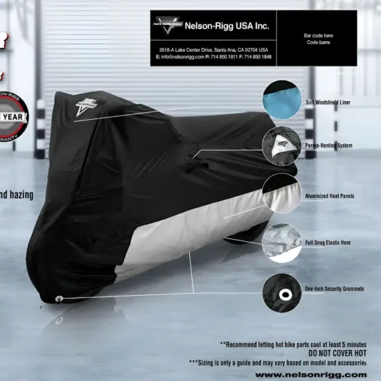 NELSON RIGG - Funda Cubre Moto Defender Deluxe Negra – Resistente al Agua y UV - Imagen 3