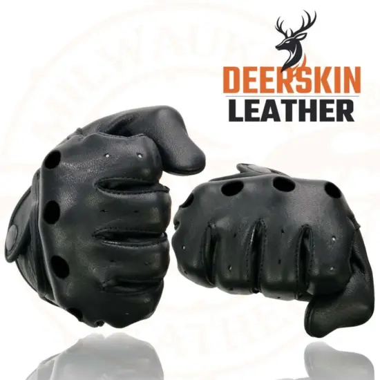 MILWAUKEE LEATHER – Guantes de Cuero de Ciervo con Nudillos Abiertos - Imagen 5