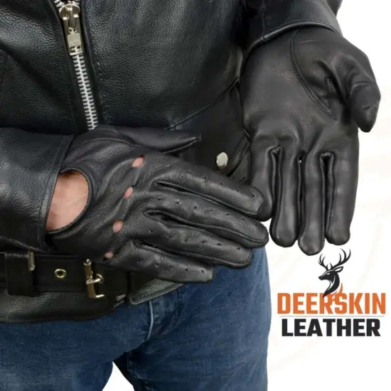 MILWAUKEE LEATHER – Guantes de Cuero de Ciervo con Nudillos Abiertos - Imagen 3