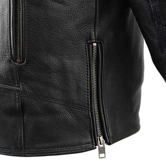 MILWAUKEE LEATHER - Chaqueta de Cuero Negra con Cierre Cruzado - Imagen 7