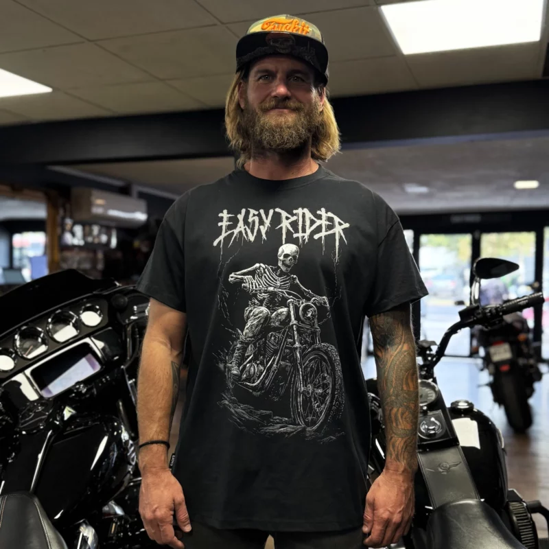 EASY RIDER MOTORSHOP - Polera Skull Negra 100% algodón