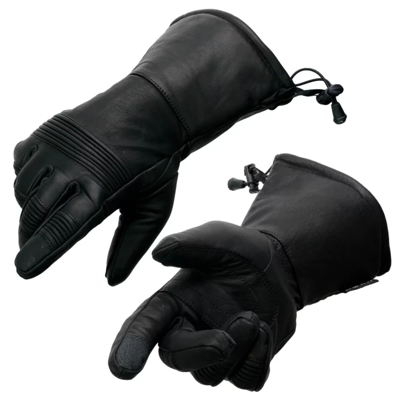 Guantes Milwaukee Leather SH294 - Cuero Negro Premium a Prueba de Agua con Nudillos Elásticos. Diseño Gauntlet para Motociclistas. Estilo Harley-Davidson.