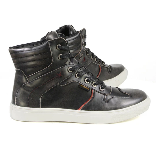 MILWAUKEE LEATHER - Zapatilla de Cuero Negro Vintage