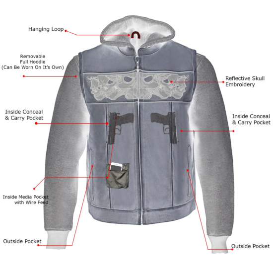 MILWAUKEE LEATHER - Chaqueta de Cuero c/Calaveras Reflectantes - Imagen 7