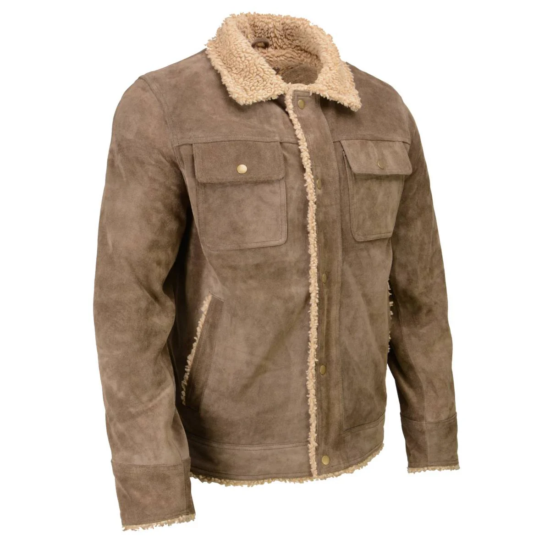 MILWAUKEE LEATHER SFM1811 — Chaqueta Gamuza Sherpa Hombre | Taupe - Imagen 1