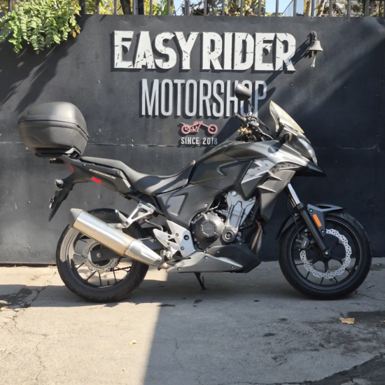 Honda CB500X 2015 usada negro perfil lateral top case GIVI Easy Rider Motorshop Santiago