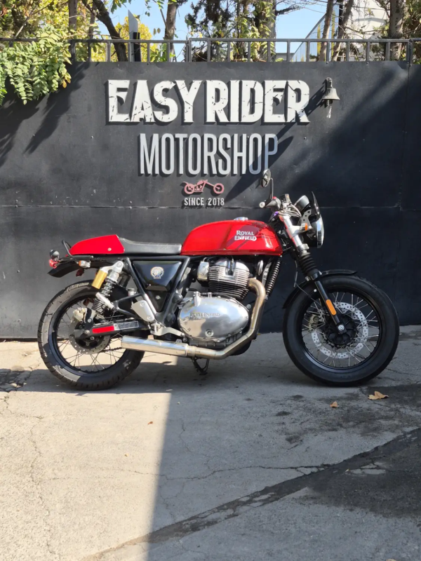 Royal Enfield Continental GT 650 2022 usada rojo perfil lateral café racer Easy Rider Motorshop Santiago
