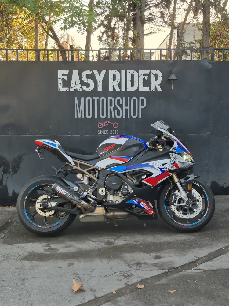 BMW S 1000 RR usada 2020 Blanco Azul Racing perfil lateral Easy Rider Motorshop