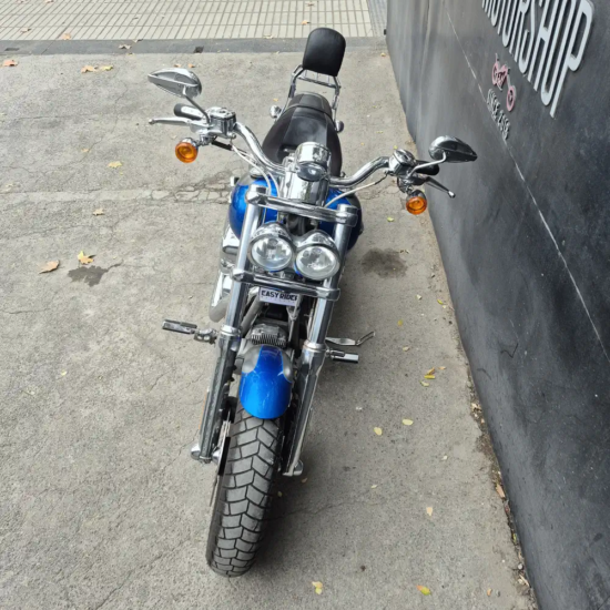 Harley-Davidson Fat Bob CVO usada 2009 azul gris frontal manubrio tablero
