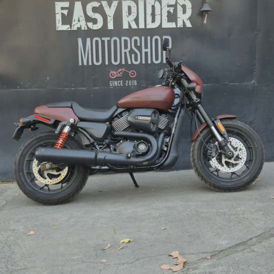 Harley-Davidson Street 750 2019 usada rojo mate perfil lateral Easy Rider Motorshop Santiago